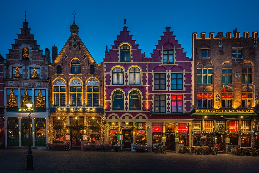 Casas em Bruges, Bélgica - Representa seguro viagem Bélgica.