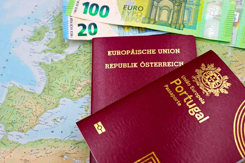 Viajante com passaporte e visto no Espaço Schengen europeu com seguro viagem obrigatório de €30.000